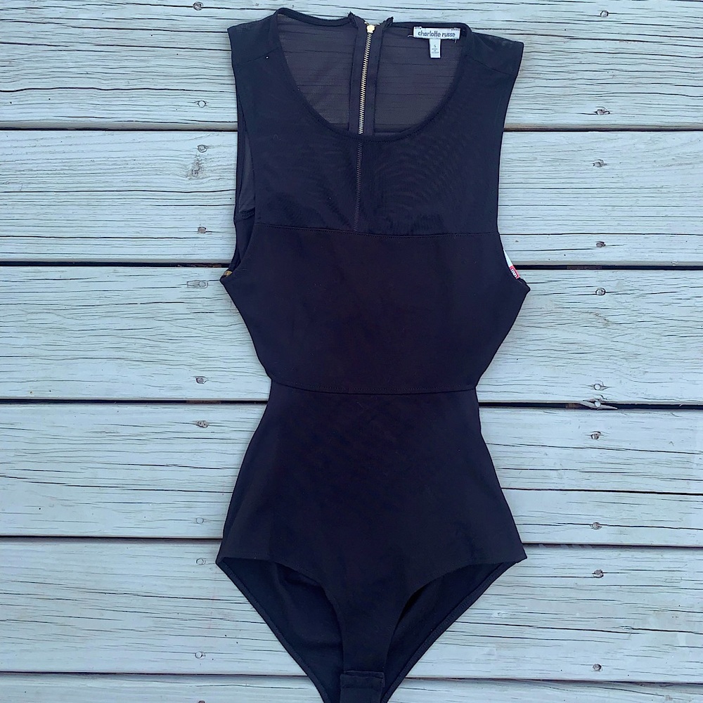 Charlotte Russe Sheer Trim Bodysuit